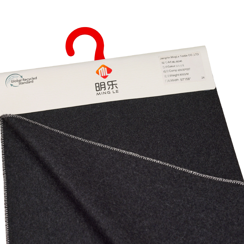 60 % vlna, 30 % polyester, 10 % ostatní vlákno, 800 G/M, tmavě šedá, Melton ML-90345