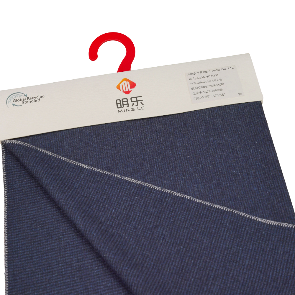 30 % vlna, 60 % polyester, 10 % ostatní vlákno, 560 G/M, Benzhiqing + modrozelená, vodorovně pruhovaná tvídová tkanina, ML-04231230