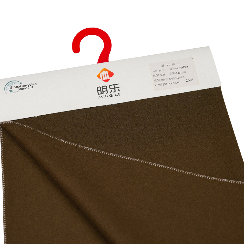 50 % vlna, 40 % polyester, 10 % ostatní vlákno, 740 G/M, vojenská zelená, tkanina Twill Melton, ML-TUREN-B