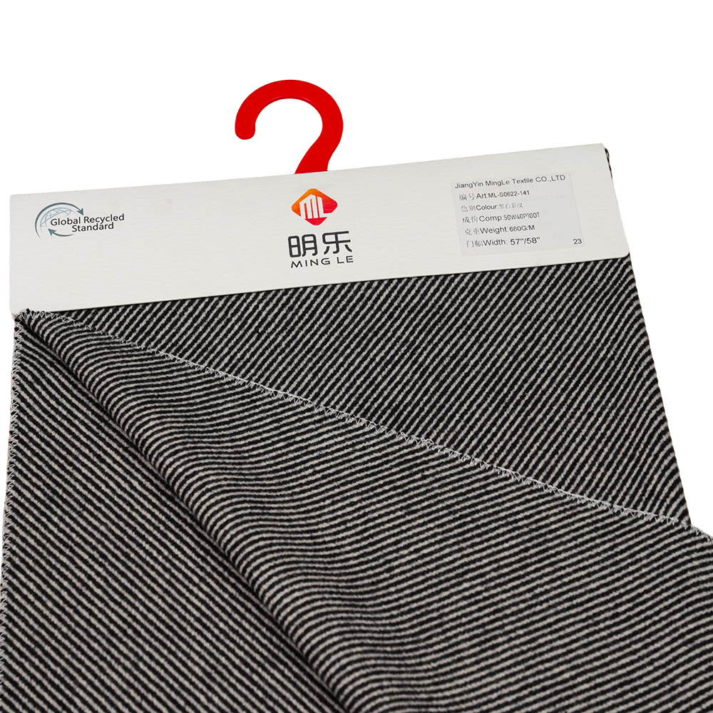 50% vlna, 40% polyester, 10% ostatní vlákno, 680G/M, černá a bílá, Twill Melton Fabric, ML-S0622-141