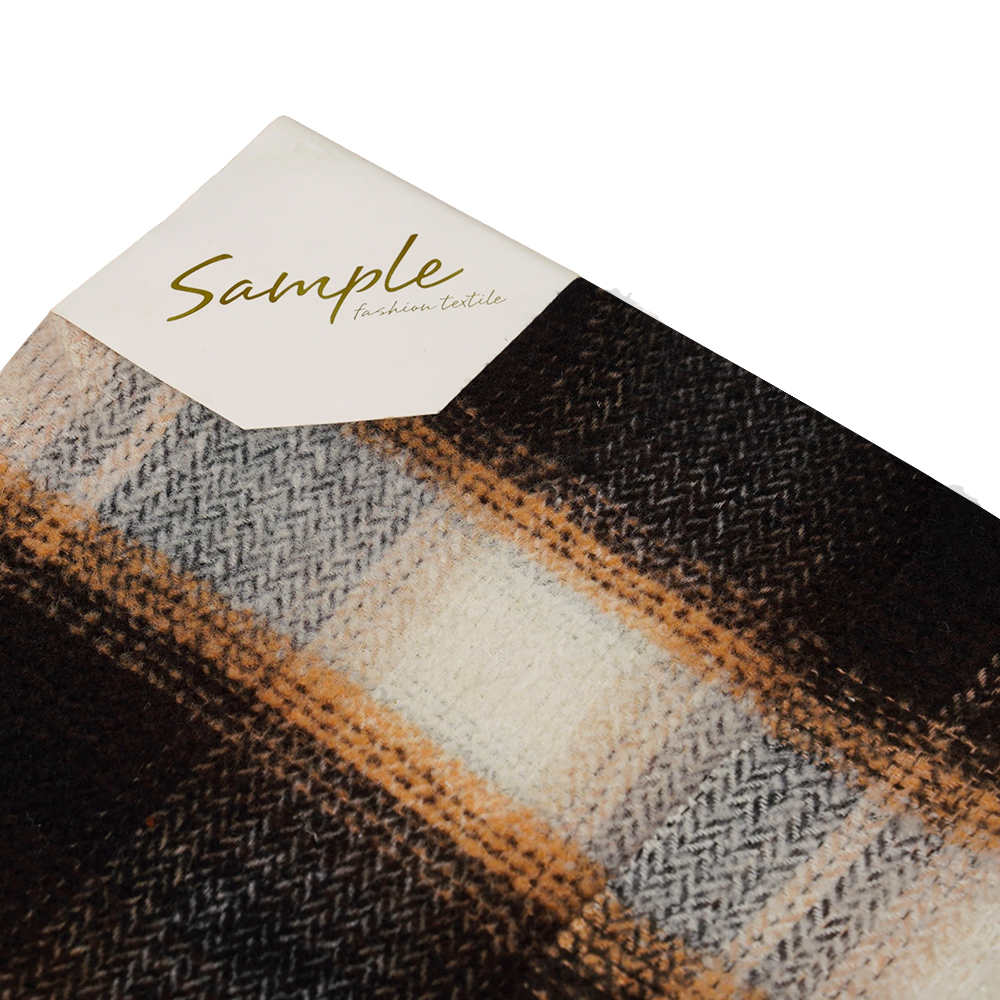 40% Vlna, 60% Polyester, 540G/M, Černobílá, Kruhová Tweed Fabric, ML-8021071