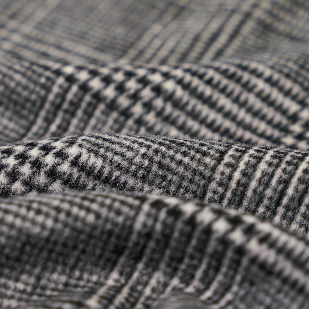 30% vlna, 60% polyester, 10% ostatní vlákno, 610G/M, černá a bílá, kostkovaná jednolícní krycí tkanina, ML-20001