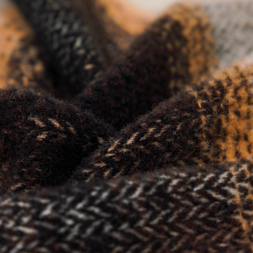 40% Vlna, 60% Polyester, 540G/M, Černobílá, Kruhová Tweed Fabric, ML-8021071